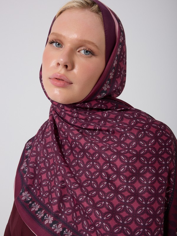 ETHNO BURGUNDY ETNİK DESEN ŞAL